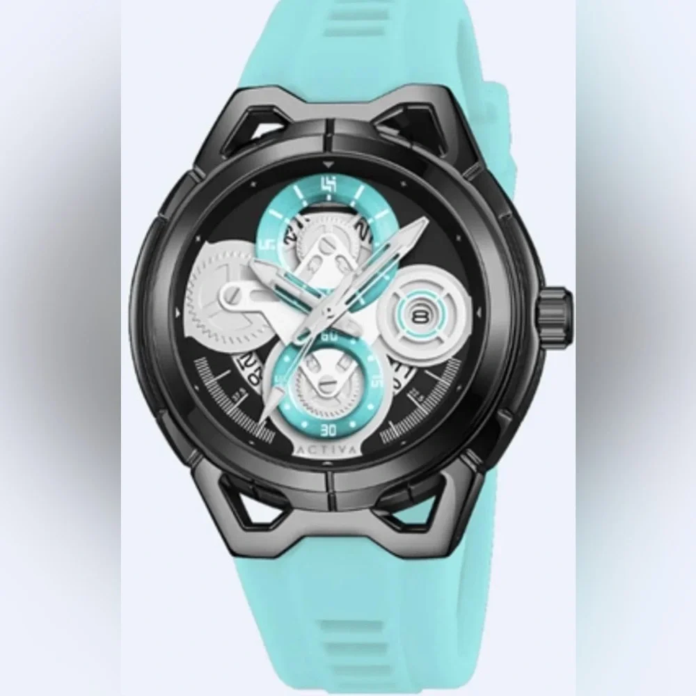 Activa Drift X Invicta Mens 44mm Blue Dial Black Watch BNIB Quartz Sport Style
